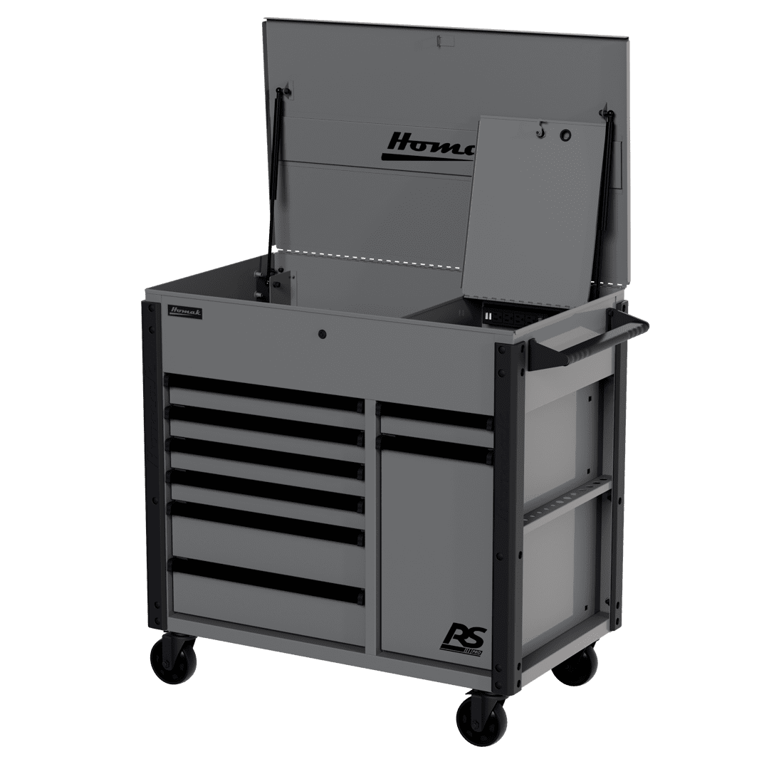 44″ RS Pro Power Service Cart with 8 Drawers and Flip Top