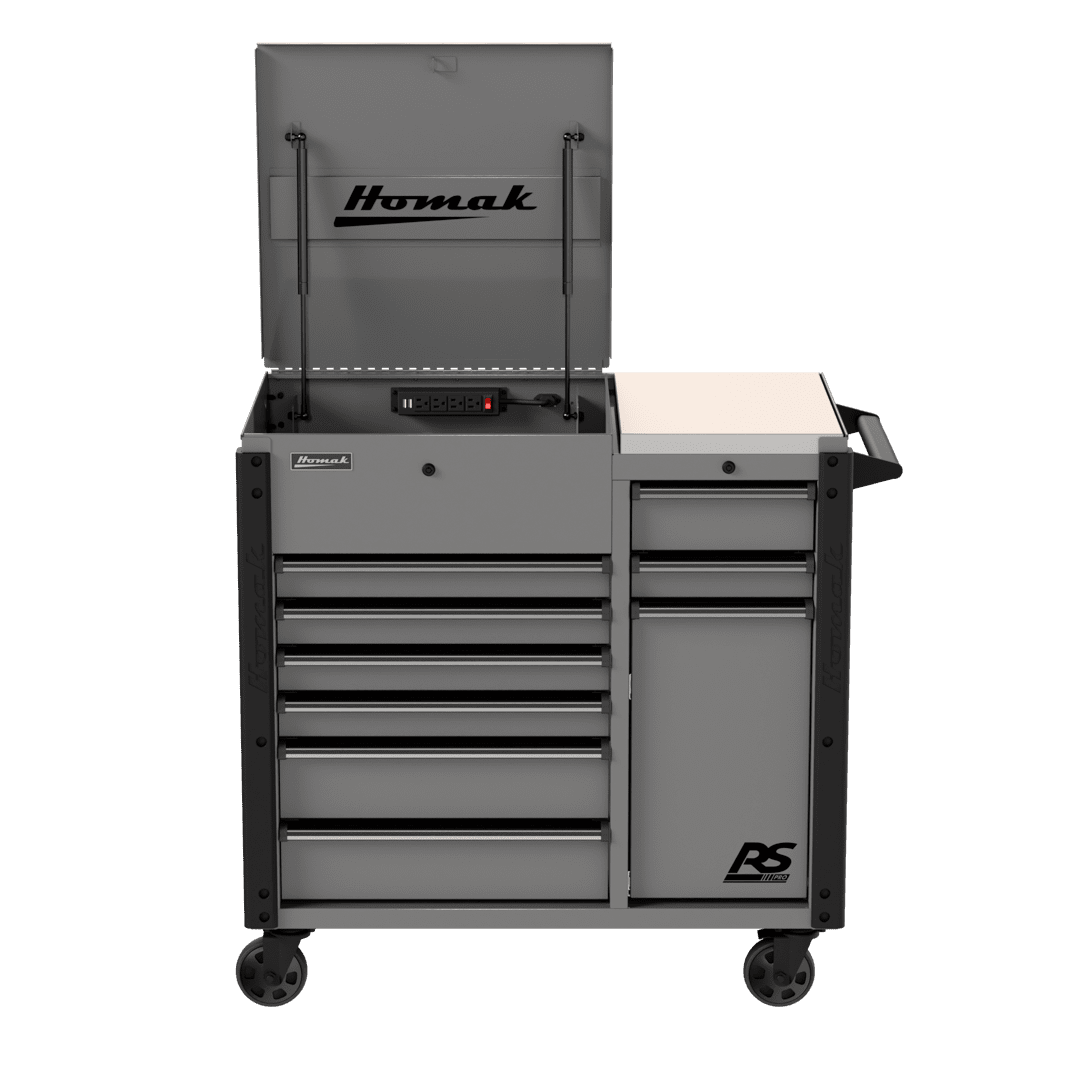 44″ RS Pro 9 Drawer Flip Top Power Service Cart w/ Workstation 44″ RS Pro 9 Drawer Flip Top Power Service Cart w/ Workstation Free Shipping RS Pro 9