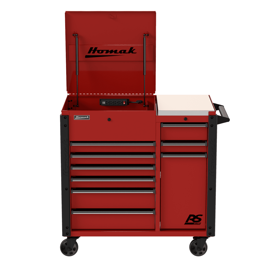 44″ RS Pro 9 Drawer Flip Top Power Service Cart w/ Workstation 44″ RS Pro 9 Drawer Flip Top Power Service Cart w/ Workstation Free Shipping RS Pro 12
