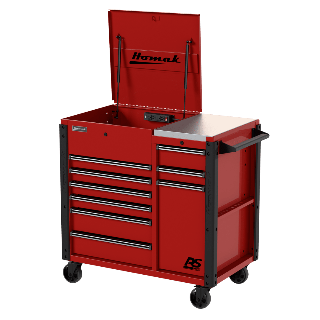44″ RS Pro 9 Drawer Flip Top Power Service Cart w/ Workstation 44″ RS Pro 9 Drawer Flip Top Power Service Cart w/ Workstation Free Shipping RS Pro 2